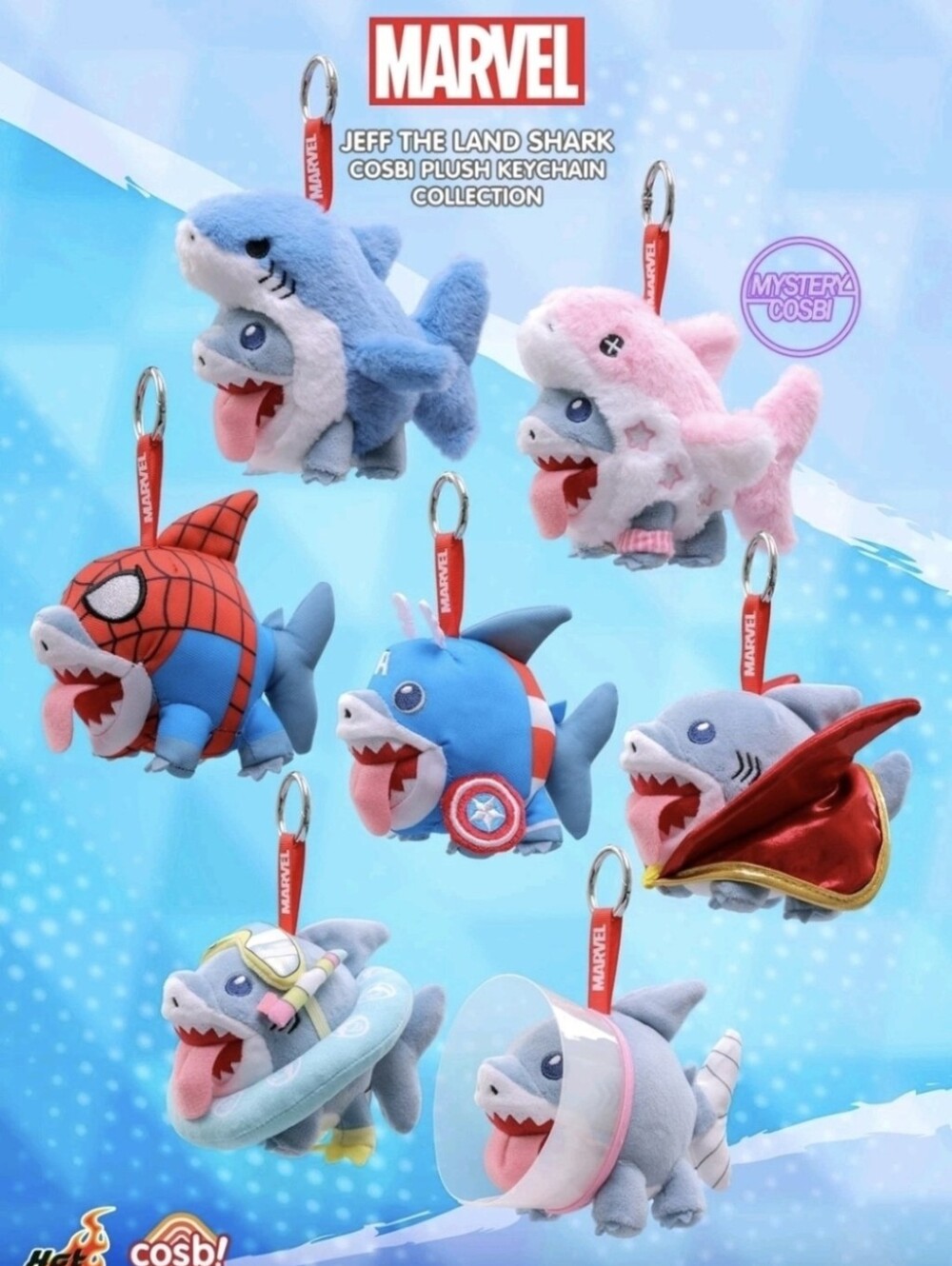 FULL CASE! Marvel Jeff The Land Shark Cosbi Plush Keychain Collection Blind Box